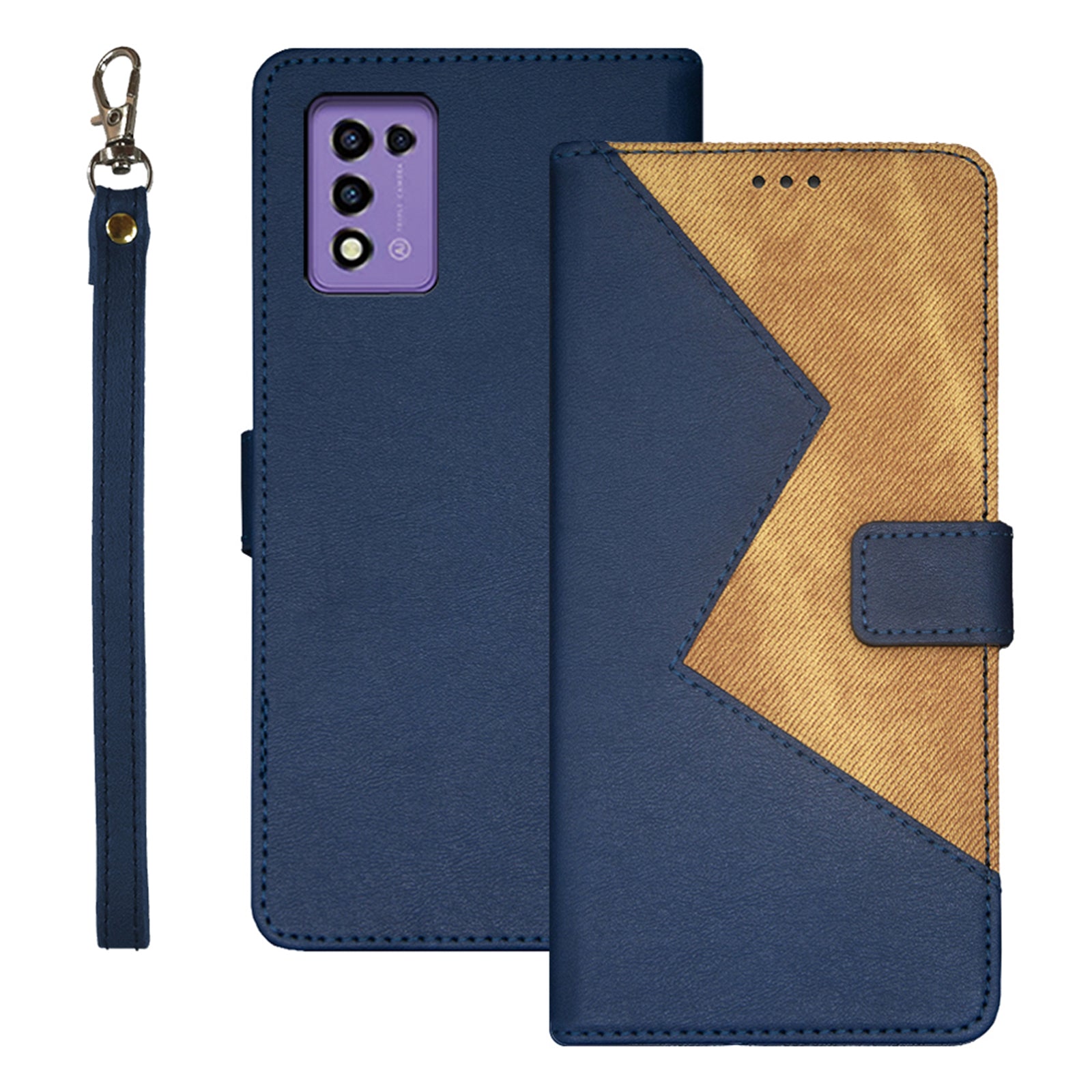IDEWEI For ZTE Libero 5G III Card Holder Phone Case Color Splicing Leather Stand Phone Case with Wrist Strap IDEWEI For ZTE Libero 5G III Card Holder Phone Case Color Splicing Leather Stand Phone Case with Wrist Strap
